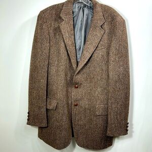 Orbach’s Harris Tweed  100% Pure Scottish Wool Made in USA Brown wool blazer 42